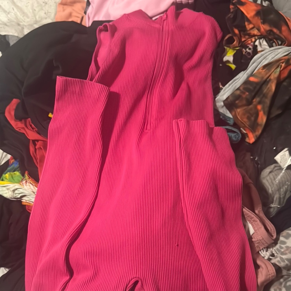 Pink Ribbed Jumpsuit